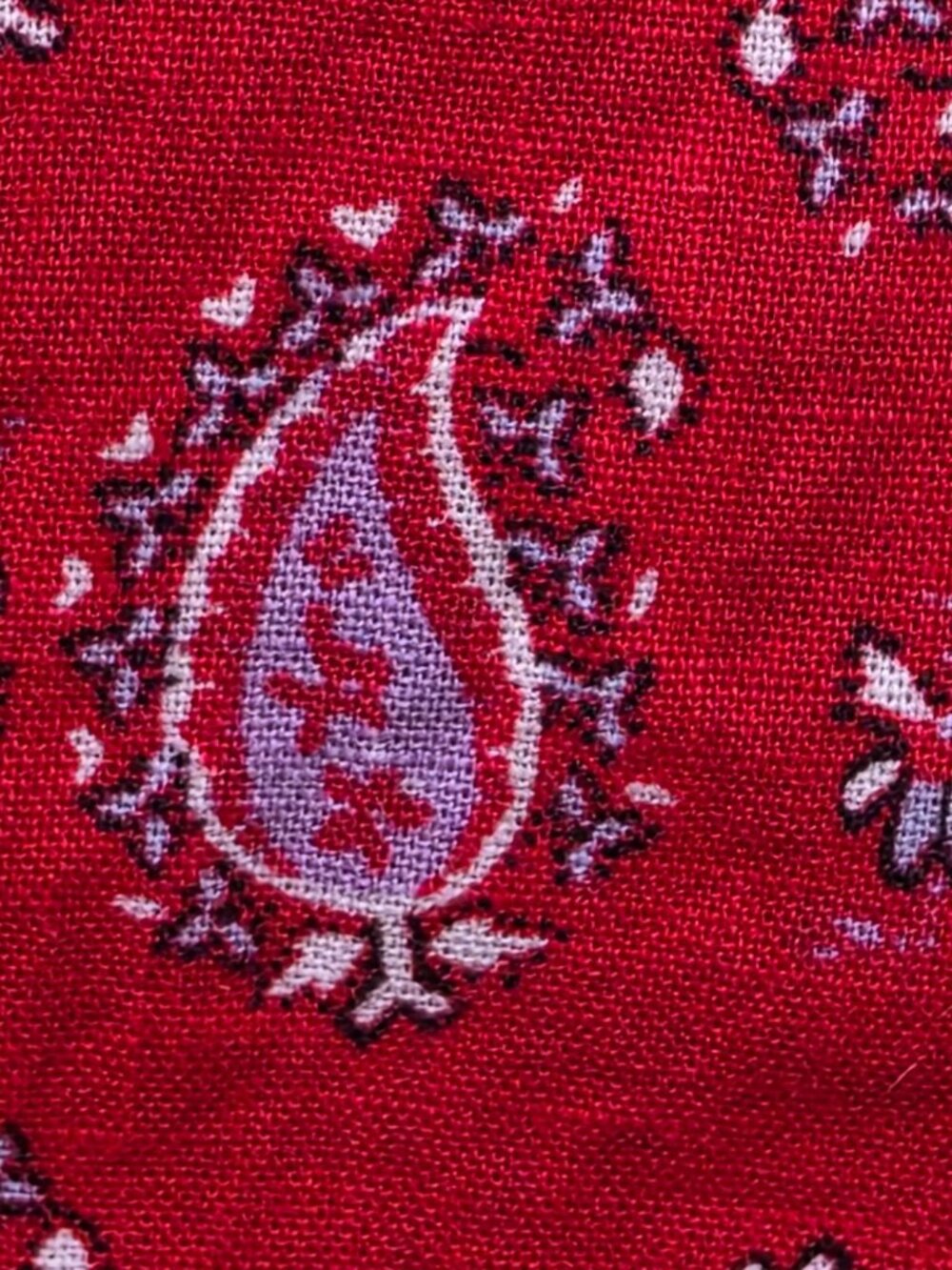 Duluth Trading Co Hemp Cotton Paisley Tunic L Red Boho Collarless Henley Blouse - Picture 7 of 10